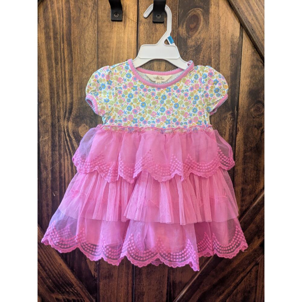 Matilda Jane 12-18 mo Dreams Come True Dress Tutu Ruffle Party Pink EUC